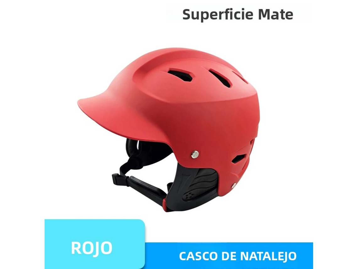 Casco de seguridad ajustable para deportes acuáticos, apto para kayak y esquí acuático. Mdug (rojo mate).
