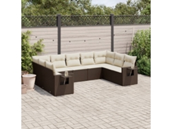 Conjunto de sofá de jardín de 9 piezas con cojines de mimbre marrón de DKD Home Decor