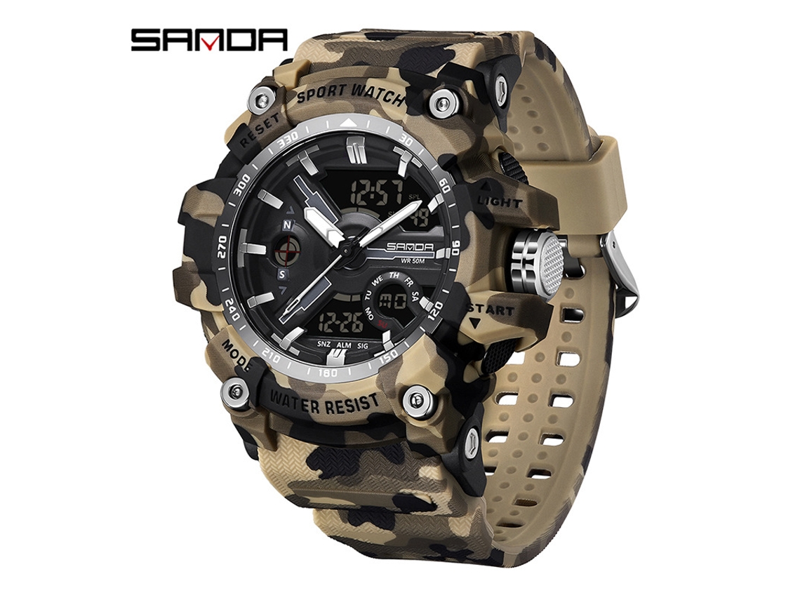 Reloj Electrónico De Moda (camuflaje Amarillo Y Negro) Con Acabado Luminoso, Resistente Al Agua, A Prueba De Golpes Y Con Alarma.