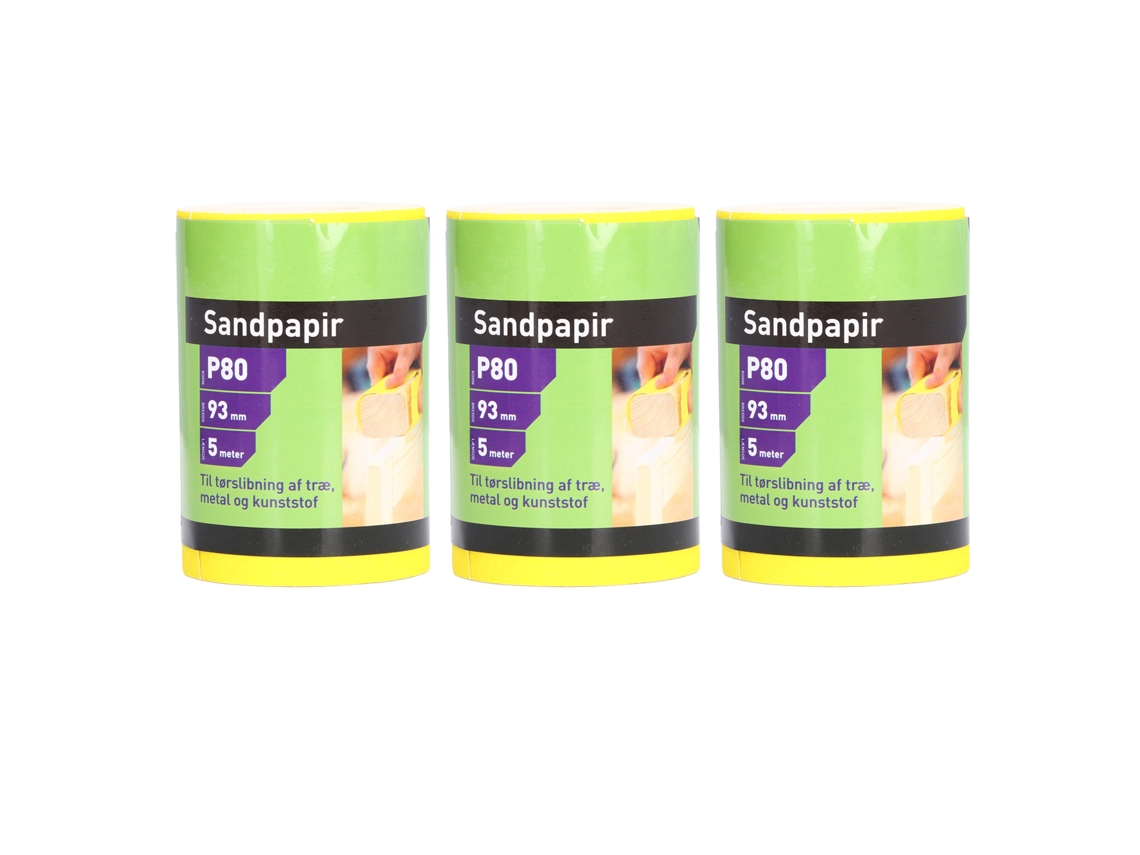 3 Rollos De Papel De Lija Abrasivo De Óxido De Aluminio De Grano 80 Para Pulir Madera, Muebles Y Plásticos. Accesorios.