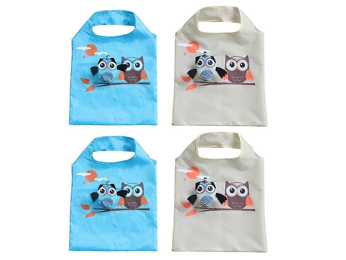 Bolsa de compras plegable y reutilizable con forma de búho, colores surtidos, 57 x 37 cm, para mujeres y niñas, paquete de 4. GOKOCO
