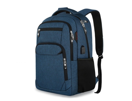 Mochila para computadora portátil Mochila Grande de Mano con Puerto de Carga USB, Mochila Resistente al Agua para Hombres-Azul