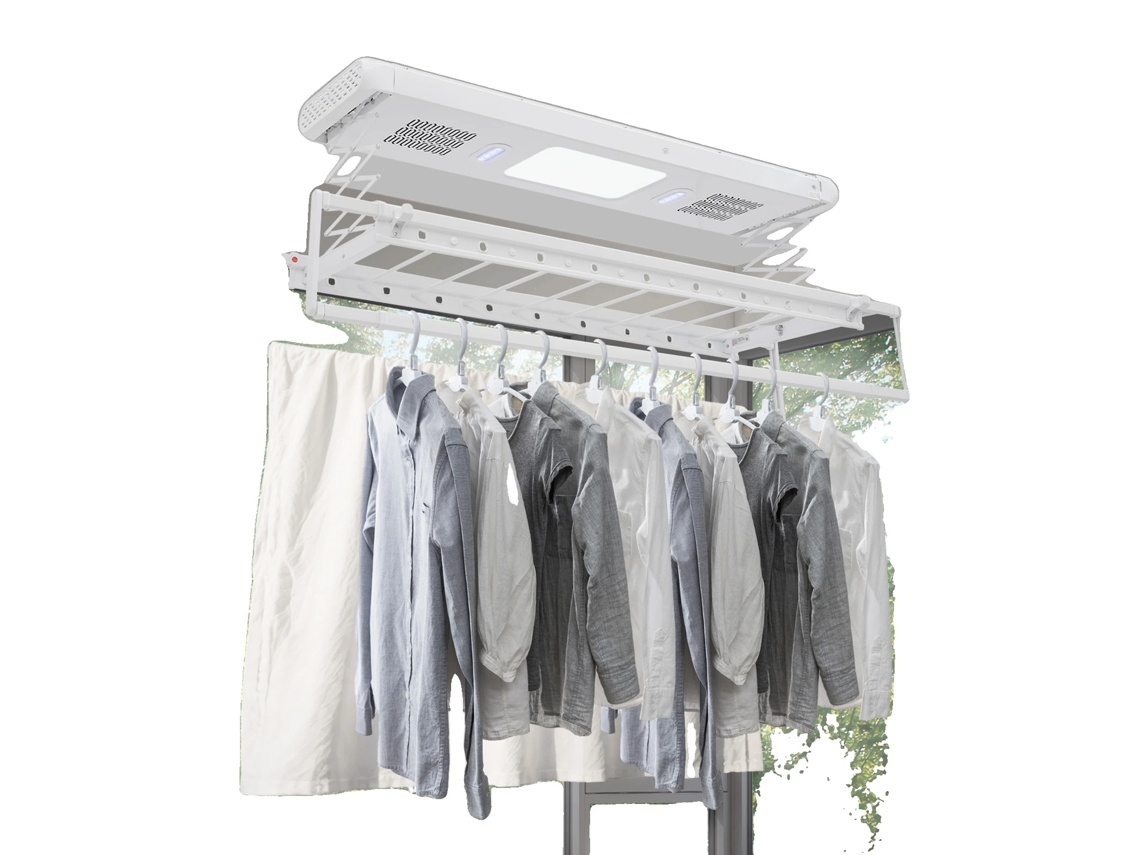 Secadora eléctrica de ropa, mecanismo de elevación ajustable, luz LED integrada, blanca (OEM)