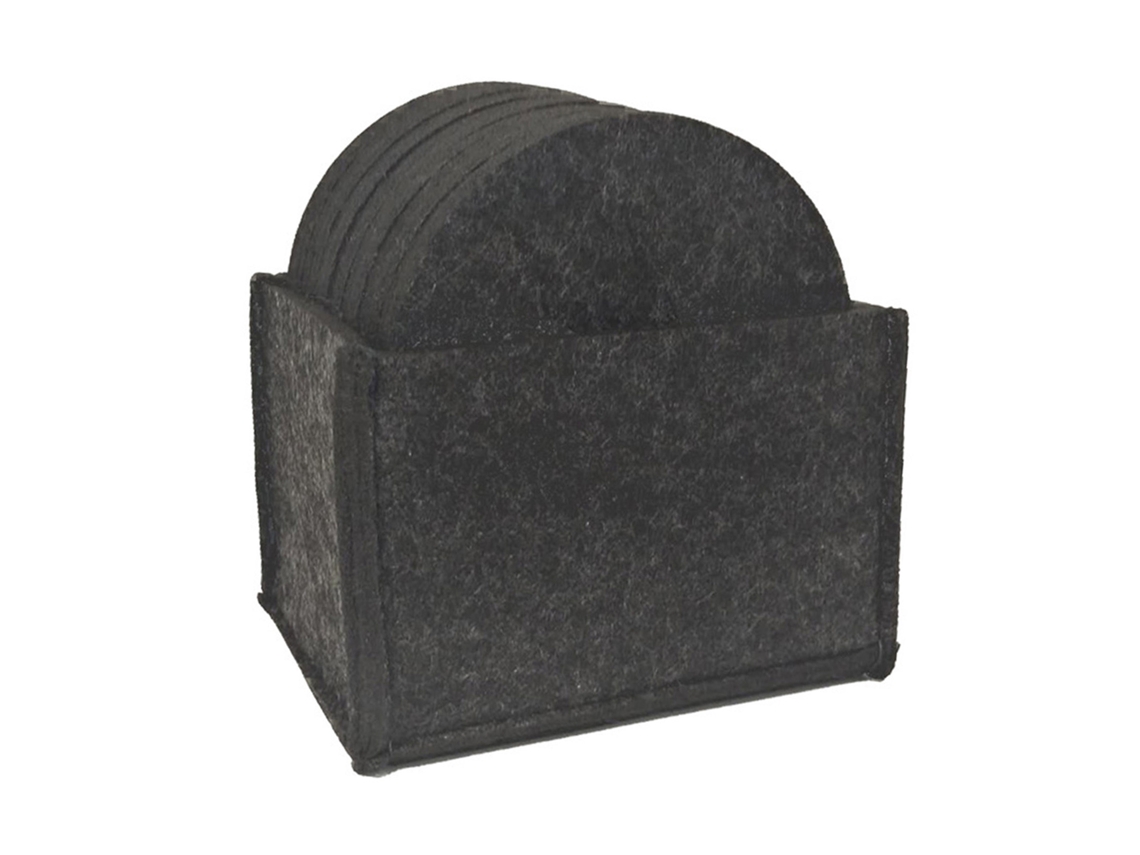 14 Posavasos Redondos De Fieltro Gris Oscuro Con Caja Para Bebidas Y Vasos De Mesa.