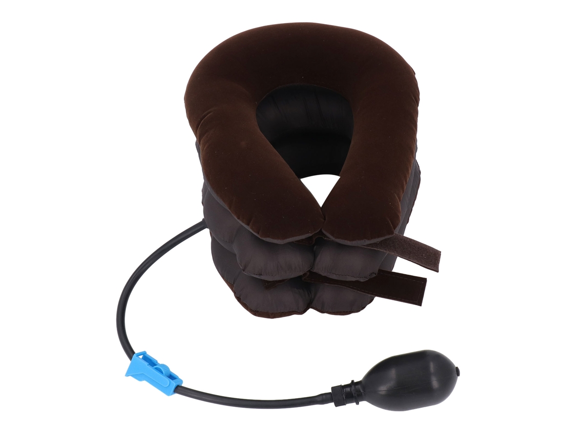 Dispositivo De Tracción Cervical Inflable Ajustable Para Soporte Cervical Y Estiramiento Del Cuello Para Trabajo Y Hogar Café