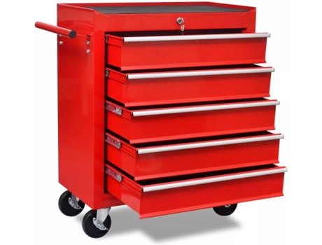 vidaXL Carrito caja de herramientas 5 cajones rojo