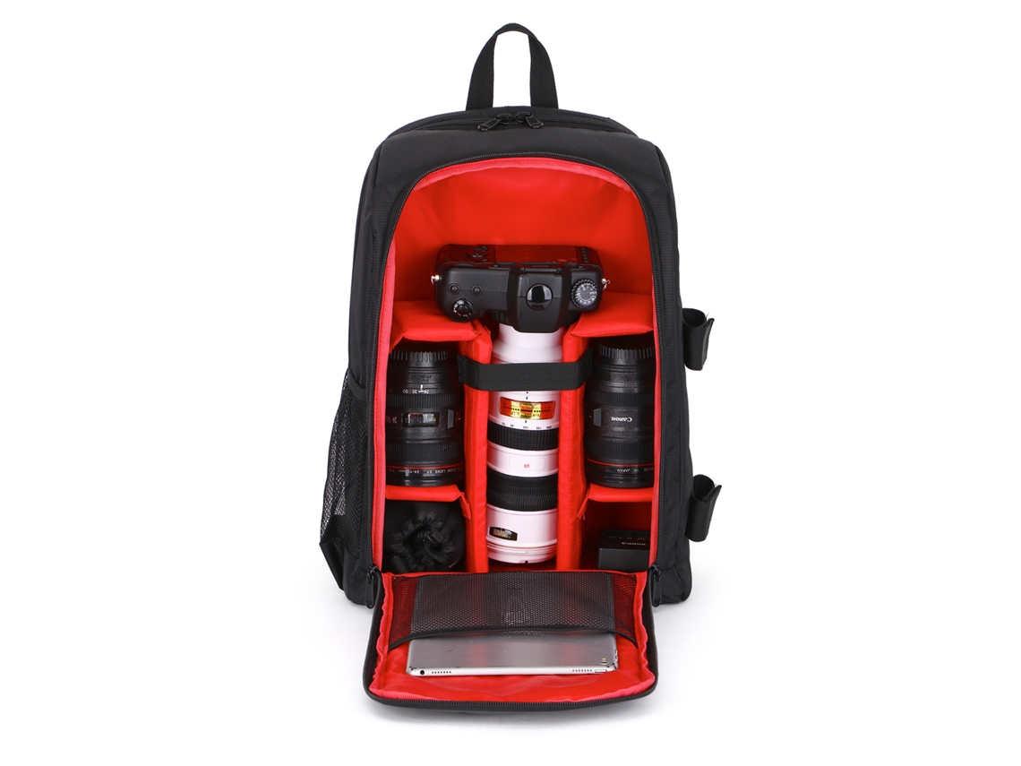 Mochila para cámara de gran capacidad, impermeable y resistente al desgaste, Cuich (roja)