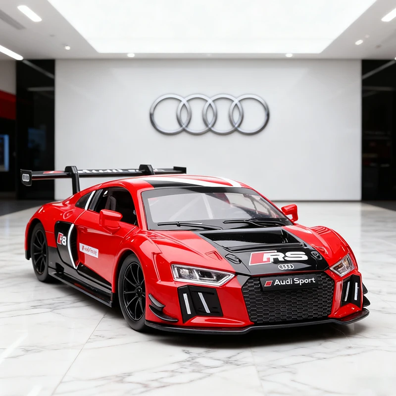 (rojo) Modelo De Coche De Juguete Supercar De Aleación A Escala 1:24, Modelo De Coche De Metal Fundido A Presión Con Sonido Y Luz.