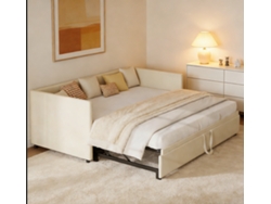 Sofá Cama Convertible 90/180 X 200cm, Sofá Cama Extensible Tapizado Sofa Cama Plegable Multifunción De Terciopelo, Beige (sin Colchón)