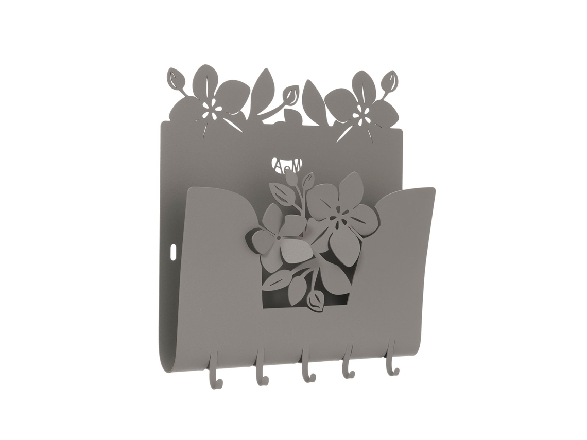 Llavero de pared Romeo 28x5x24 cm en hierro pintado a la arcilla, diseño moderno y decorativo con fijación a la pared, fabricado en Italia. Arti Mestieri