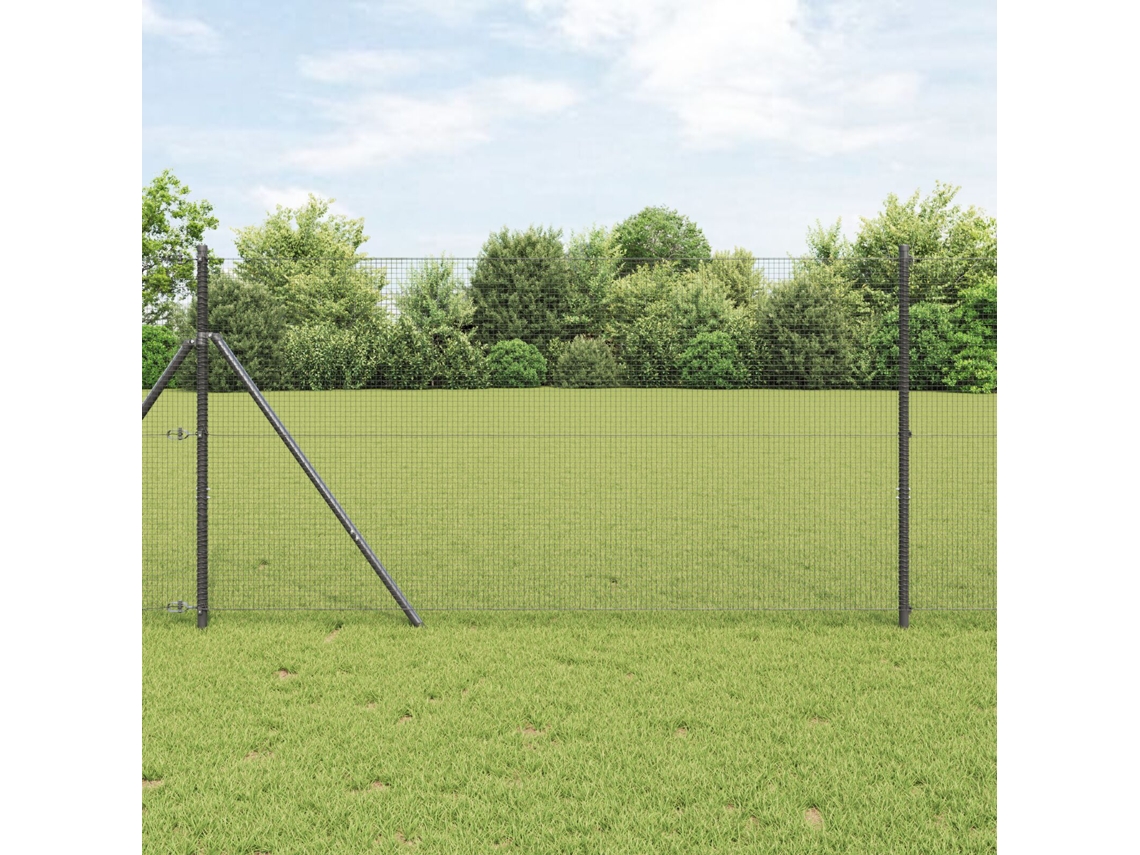 Juego de 2 postes de cerca con revestimiento de PVC gris Lovely Home