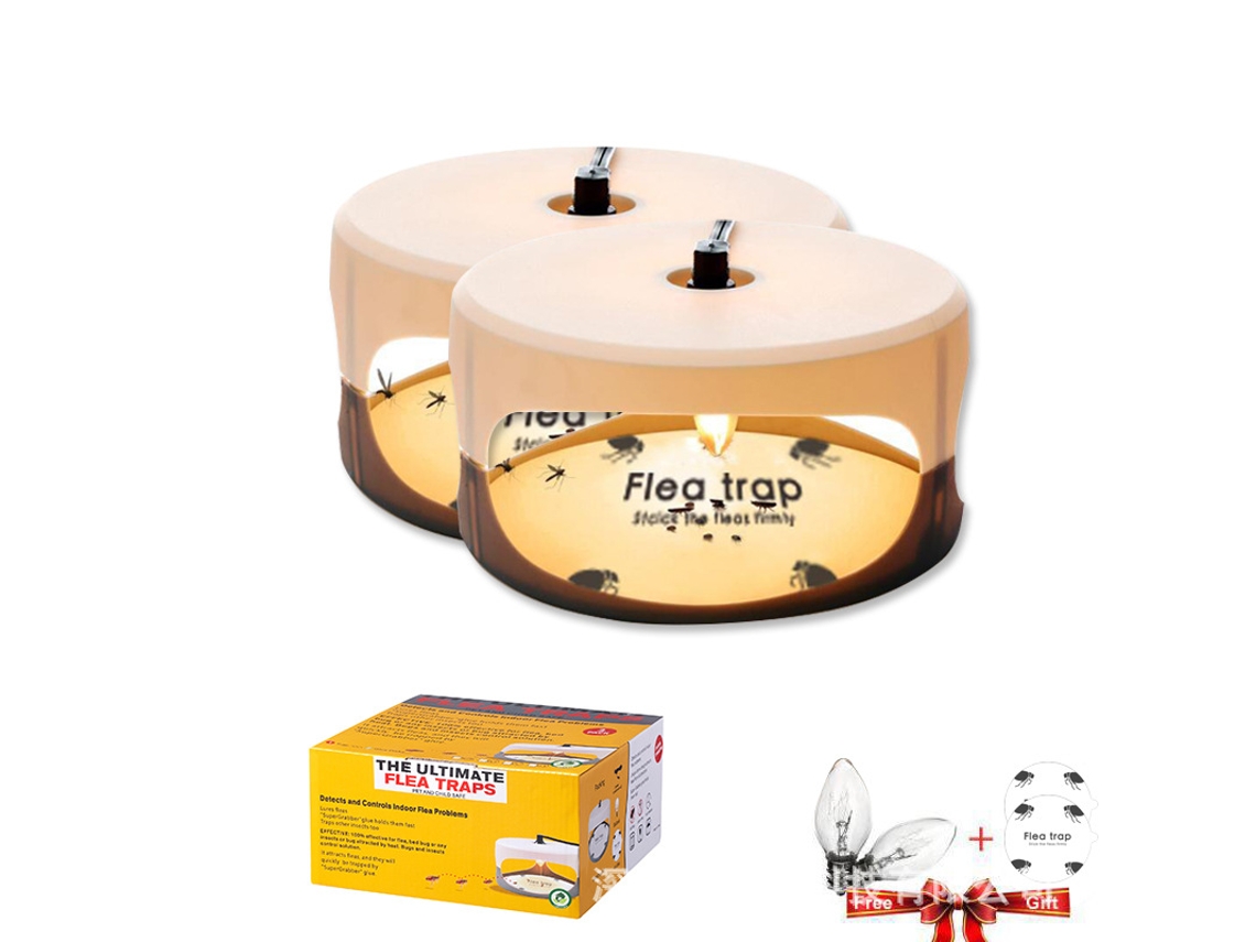 Pacote De Armadilha Para Pulgas Iluminada Contém 4 Lâmpadas Uv 4 Almofadas Adesivas Cúpula À Prova De Vazamentos