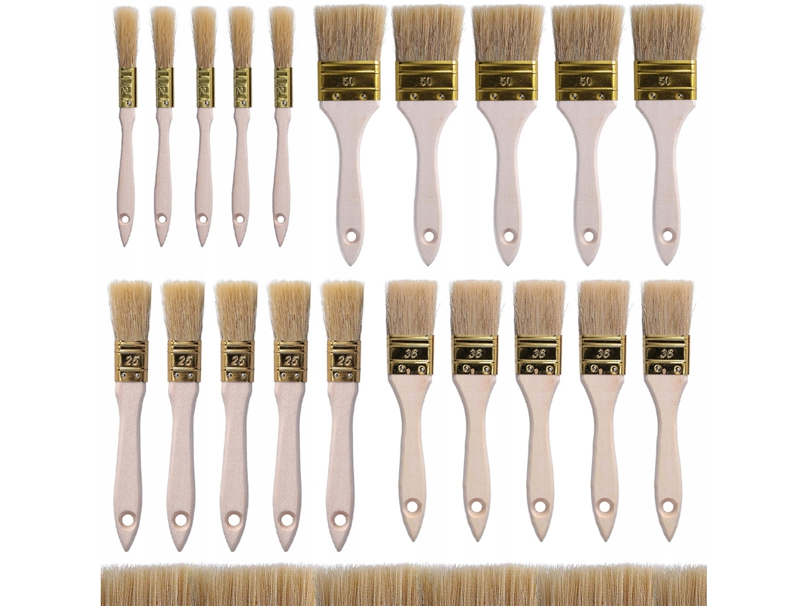 Juego de 20 pinceles planos - Pecas - Cerdas naturales | 15-50 mm | Pintura de detalles y grandes superficies