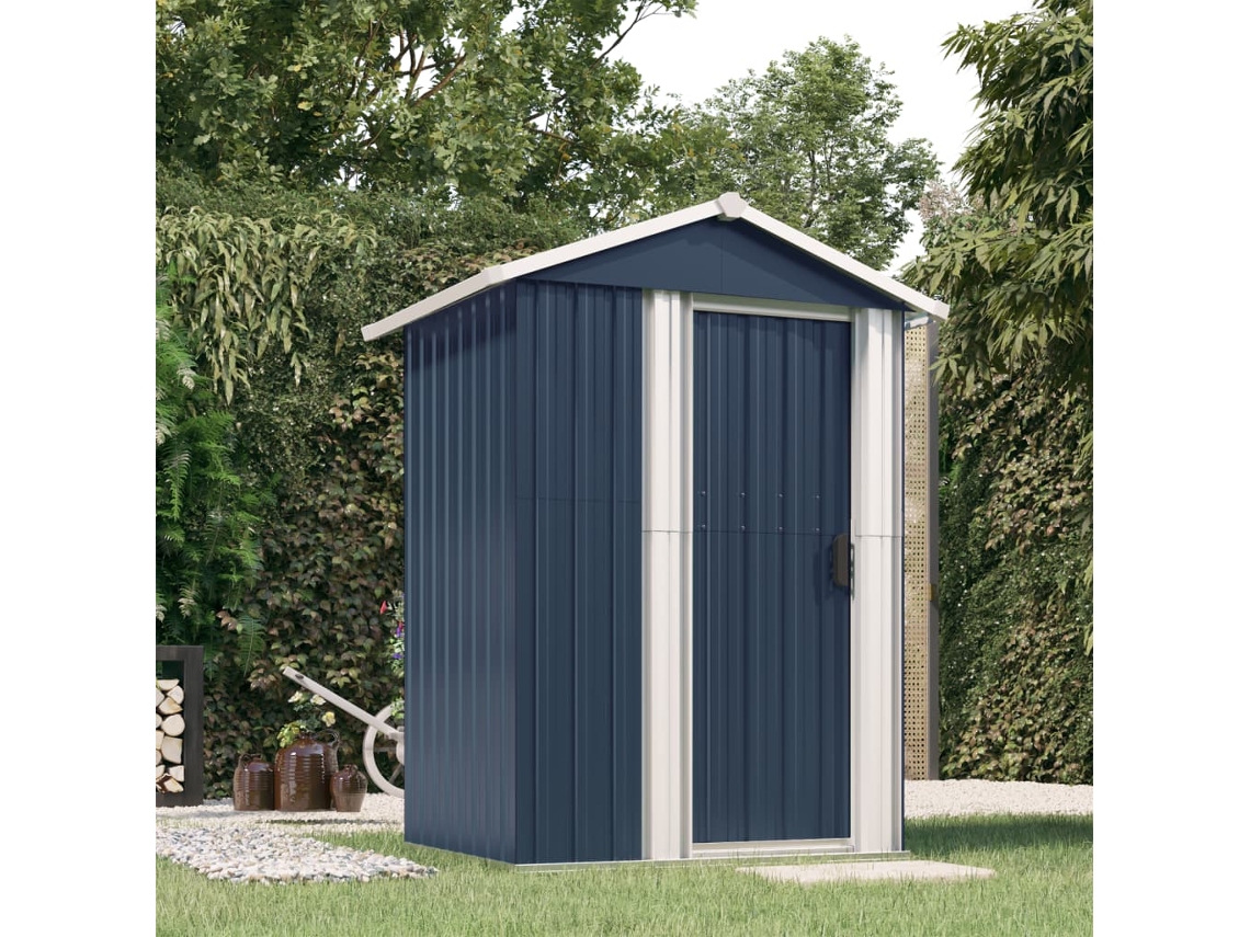 Caseta de jardín de acero galvanizado antracita de 126 x 97,5 x 177 cm LOVELY HOME