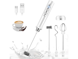 Espumador de leche, batidora recargable por USB con 3 varillas, ideal para café, capuchino, chocolate caliente y huevos (plateado) Cuich