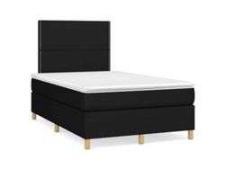 Cama Box Spring Con Colchón Y Luces Led Tela Negro 120x190 Cm