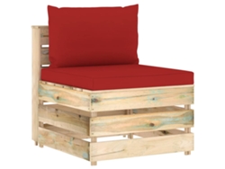 Sofá central seccional con cojines de madera impregnada verde Dkd Home Decor