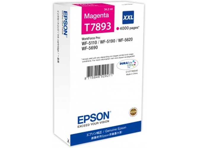 Cartucho de tinta original EPSON T789 34,2 ml , Magenta, Alta, XXL, C13T789340