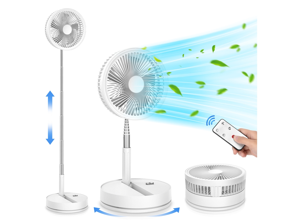 Ventilador Oscilante Portátil Con Control Remoto, Silencioso, 9 Pulgadas, 4 Modos/temporizador, Recargable Por Usb, De Pie, 7200 Mah Blanco Siurn