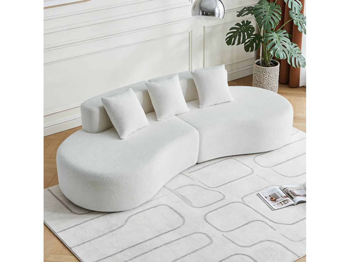Sofá Esquinero Curvo Bouclé 3 Plazas Elegant Compresión