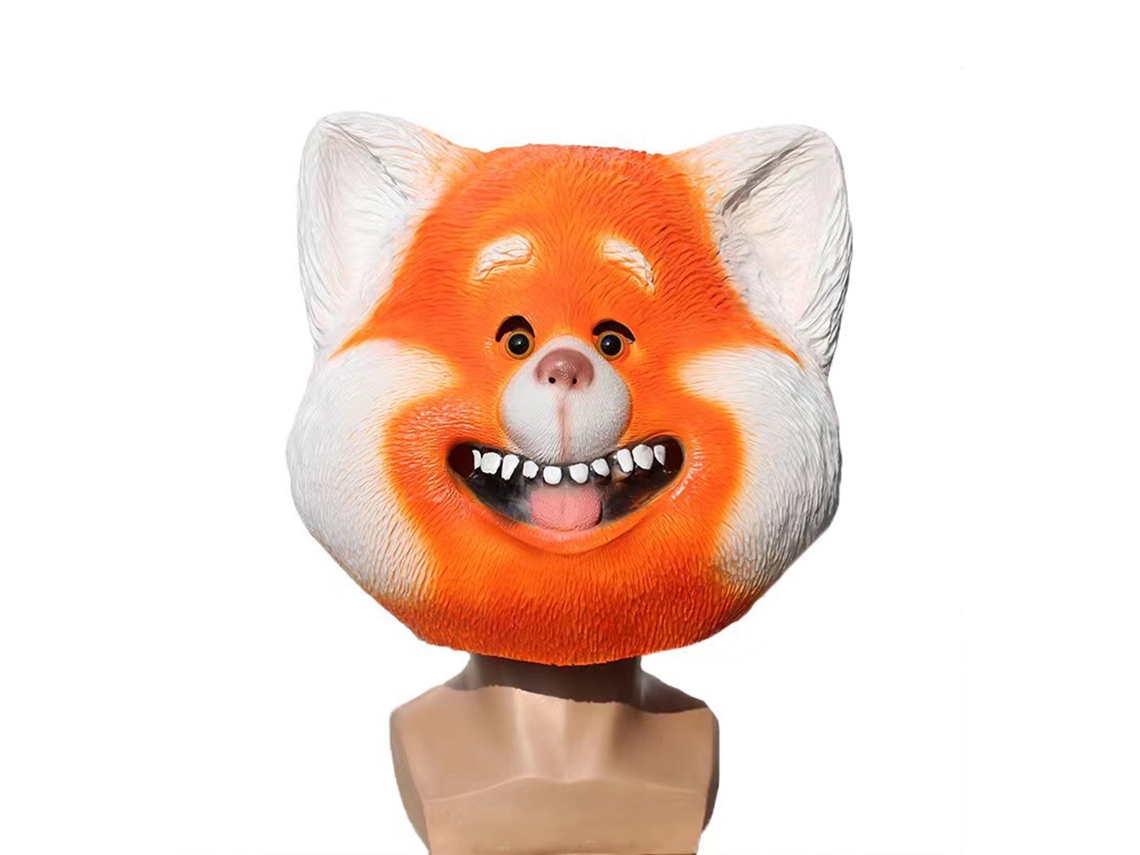 Linda Capa De Cabeza De Panda Rojo De Látex Con Capucha De Mapache Para Fiesta De Carnaval De Halloween