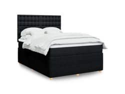 Cama Box Spring Con Colchón Tela Negro 160x200 Cm