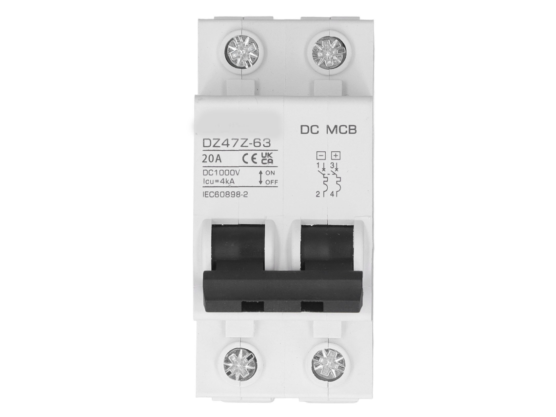 Disyuntor Dc 2p 1000v 20a Con Protección Magnética Para Circuitos Solares Fotovoltaicos.