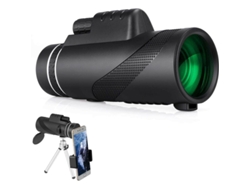 Telescopio monocular HD 12x50, impermeable, de alta potencia, con soporte para smartphone, trípode y prisma Bak4 para observación de aves y caza.
