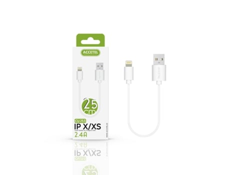 Cable ACCETEL iPhone 13 Pro Max (0.25 m - Blanco)