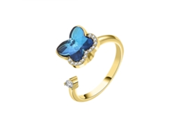 Anillo Giratorio Anti-estrés Chrui Mariposa Cristal Azul (oro)