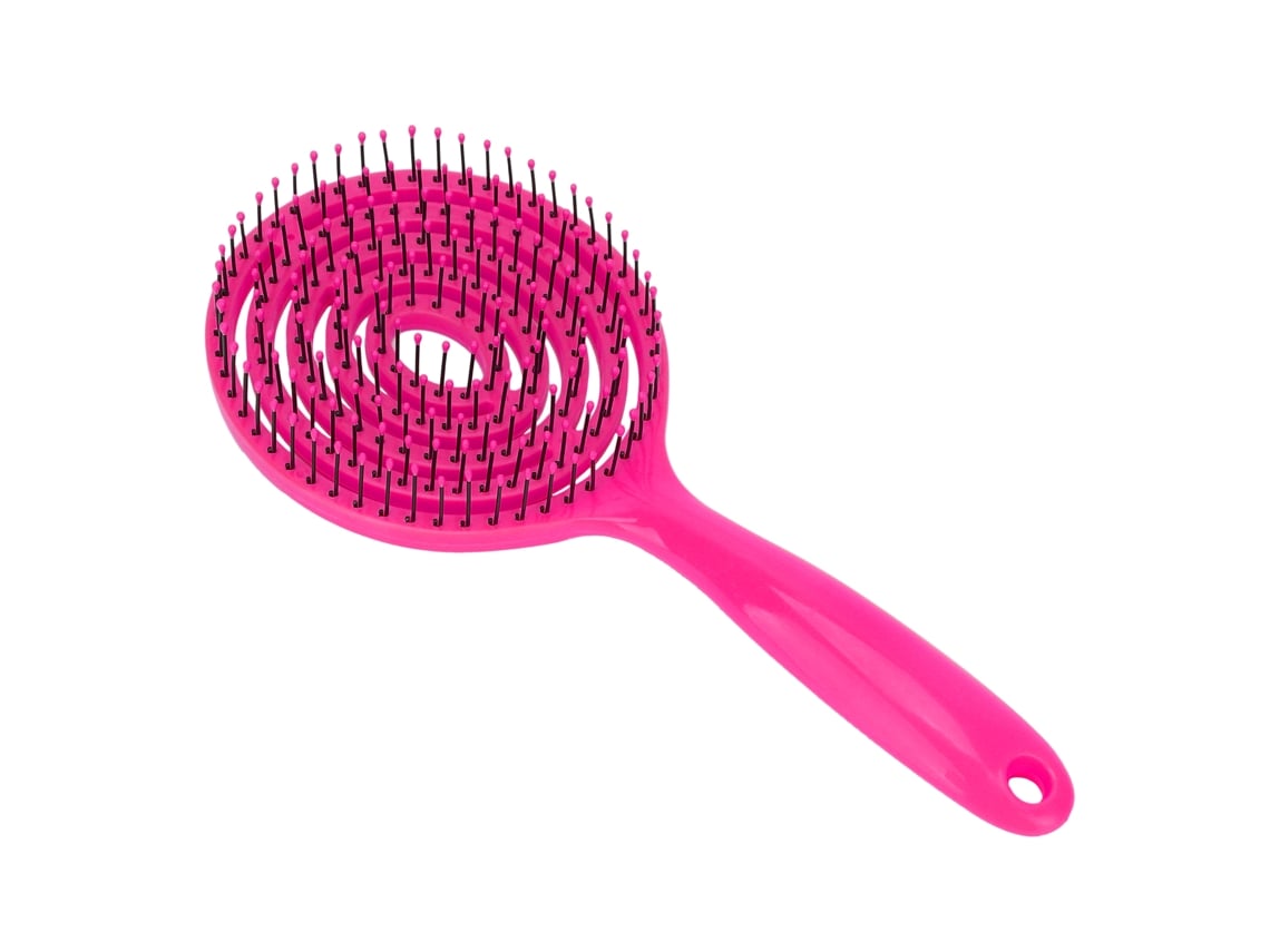 2026-pincel Desenredante De Pelo Para Cabelo Crespo Com Cabeça Redonda De Salão Rectificador Cor Rosa Vermelho