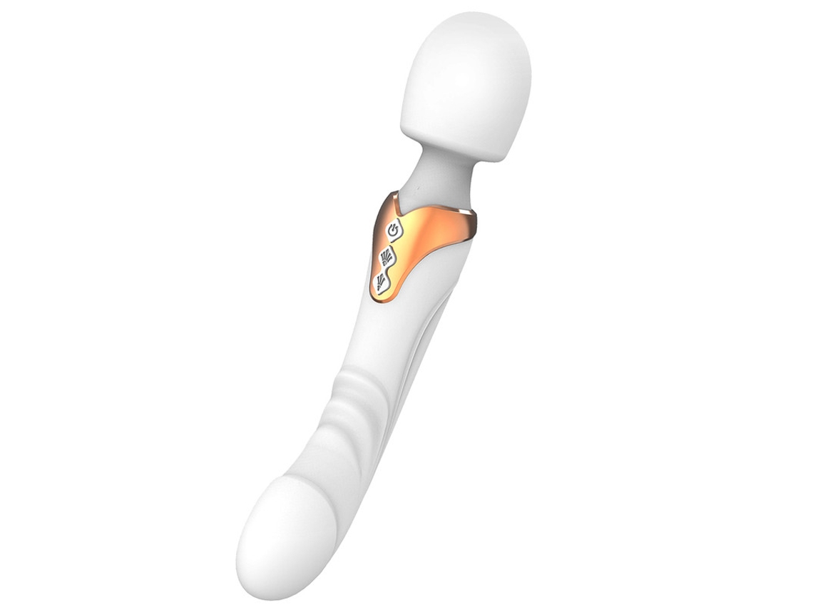 Vibrador de silicona de doble motor Varita de gran tamaño Masajeador de punto G Juguete sexual (Blanco) YIZHOOD