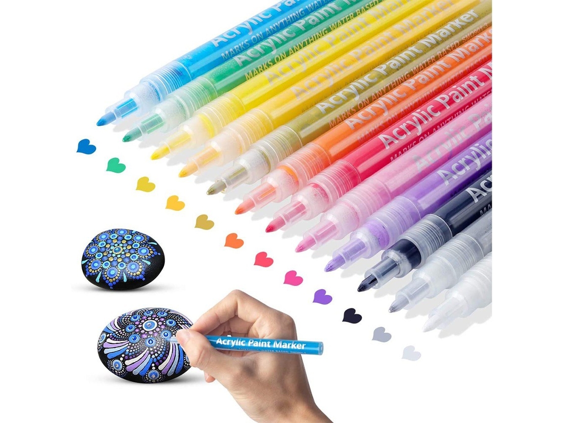 Conjunto De Marcadores De Tinta Acrílica De 12 Cores Cor