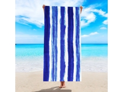 Toalla de playa de microfibra a rayas Yuysan, de alta absorción y secado rápido, 150 x 75 cm, modelo St132, azul oscuro.