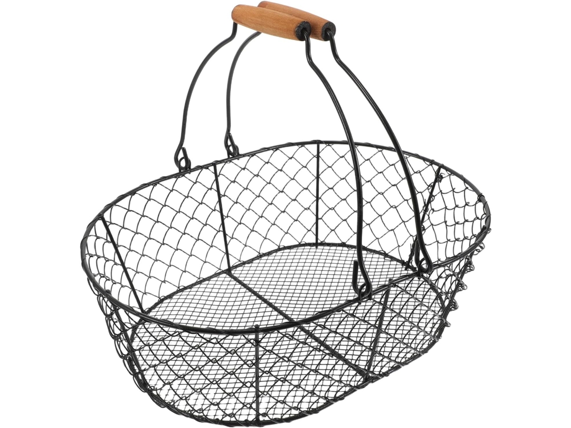 Cesta De Carbón De Metal Gris Para Chimenea Con Asa