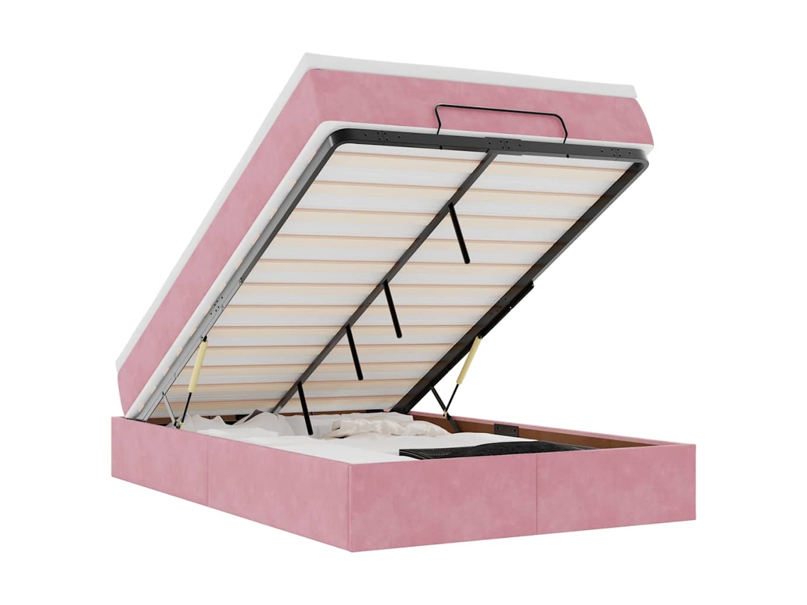 Maison Exclusive - Estructura De Cama Otomana Colchón Terciopelo Rosa 120x200cm