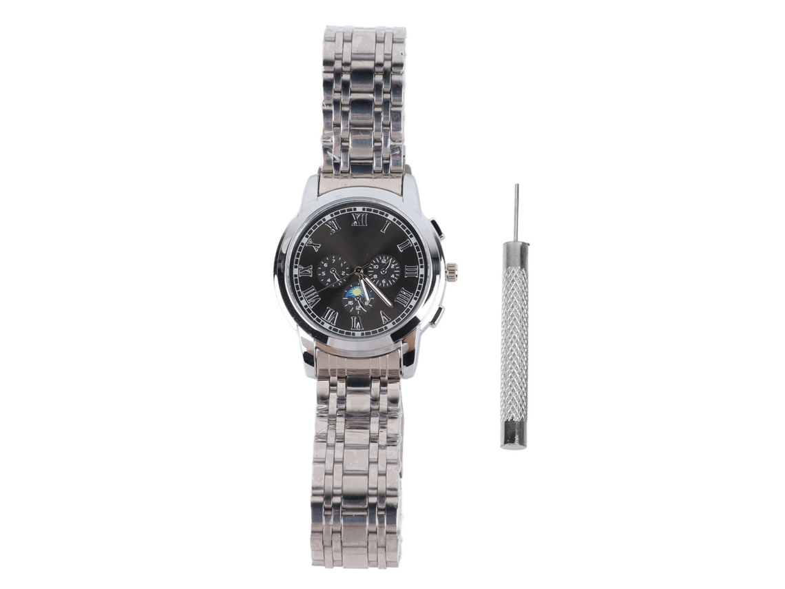 Reloj De Pulsera Para Hombre Resistente Al Agua Con Brazalete De Acero Inoxidable, Estilo Plateado, Ideal Para La Oficina Y Los Viajes, Con Lengüeta Para Abrirlo.