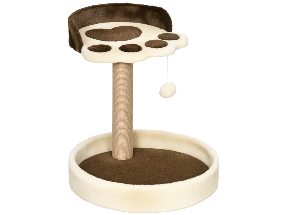 Arranhador Gatos 44 Cm 2 Camas Poste Juta Brinquedo Marrom