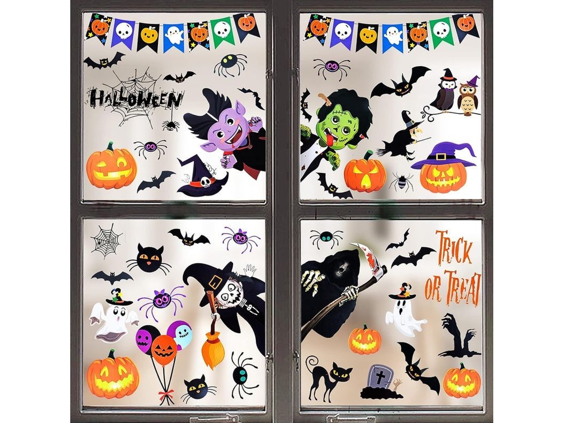 Pegatinas Para Ventanas De Halloween Con 55 Piezas: Monstruos, Fantasmas, Murciélagos Y Calabazas Para Decoración De Fiestas.