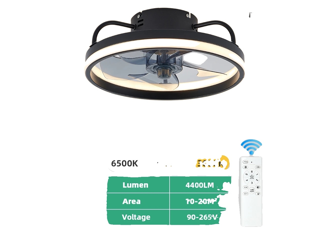 Ventilador de techo con luces, control remoto, diseño de bajo consumo, SGT33cm - Negro
