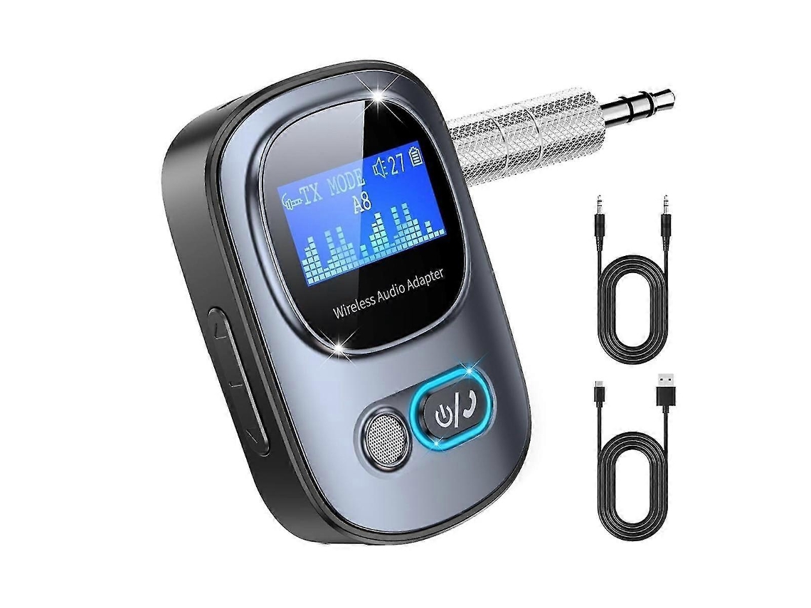 Transmisor y receptor Bluetooth 5.3, adaptador de audio inalámbrico portátil con pantalla LED para TV, PC, coche y equipo de música doméstico Rosewell