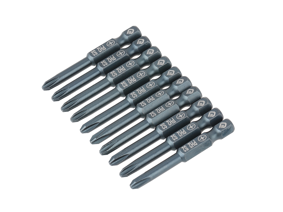 Conjunto De Bits De Parafusadeira De Cabeça Cruzada S2 Aço Ph2 1/4 Polegada 50mm 10pcs