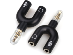 Adaptador de audio 2 en 1 en forma de U con conector giratorio, divisor de cable doble de 3,5 mm Mdug (2 unidades)
