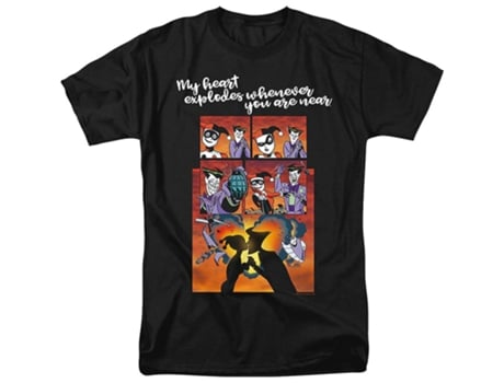 Camiseta ROCKINSTONE Harley Quinn y el Joker Heart Explodes DC Comics (XXL)