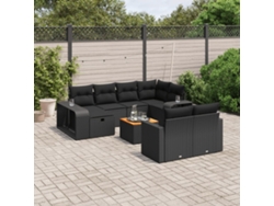 Conjunto de sofás de jardín de 11 piezas DKD Home Decor con cojines de mimbre negros
