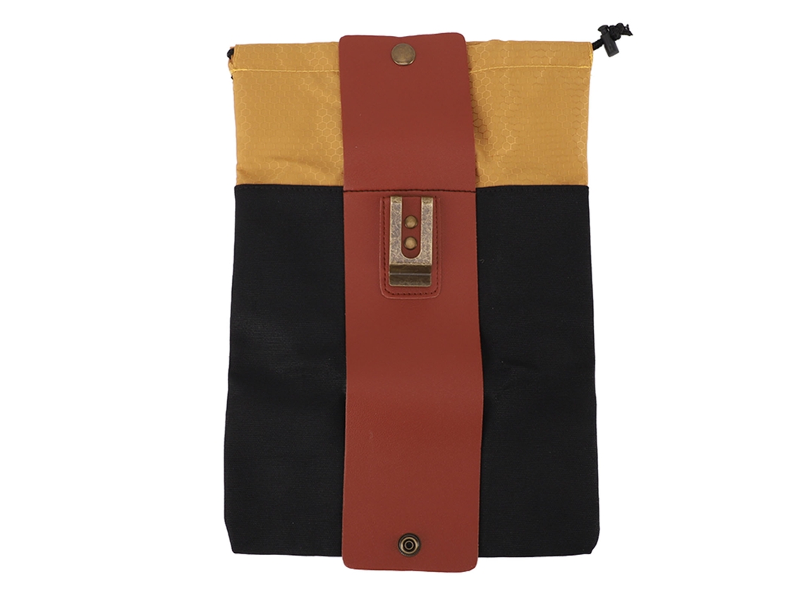 Bolsa Para La Recolección De Fruta Para Huertos Con Correa Para La Cintura, De Lona Y Piel Sintética Negra.