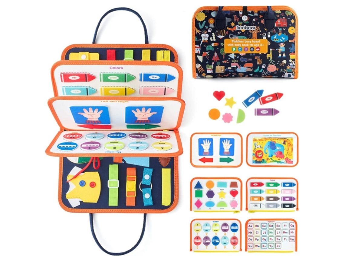 Juego de actividades Montessori para niños de 1 a 5 años: aprende a vestirte, reconocer letras, números, colores y formas.