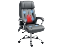 Silla De Oficina Con Masaje Calor Lumbar Altura Ajustable E Inclinación Tapizada En Cuero Sintético 66x72x113-121cm Gris