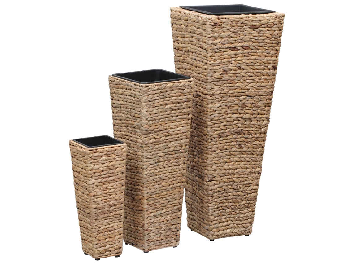 3 jarrones/flores decorativos para el hogar de jacinto de agua marrón Dkd