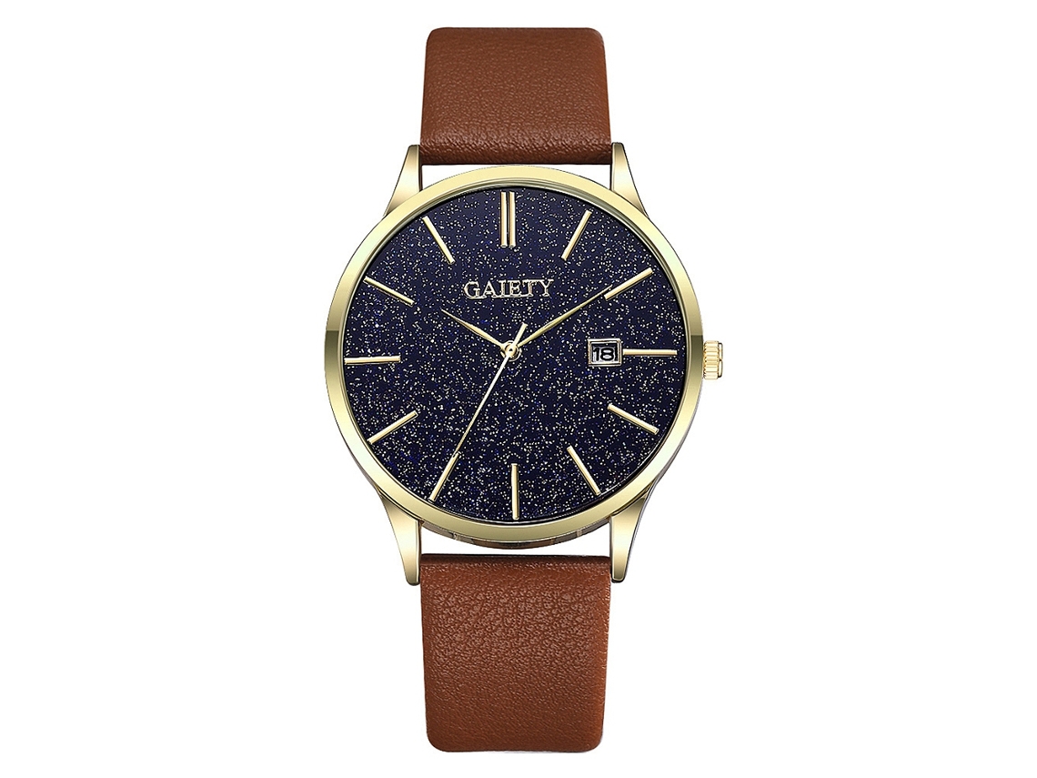 Reloj De Cuarzo Para Hombre Con Diseño De Cielo Estrellado Y Correa De Cuero Sintético De Moda.